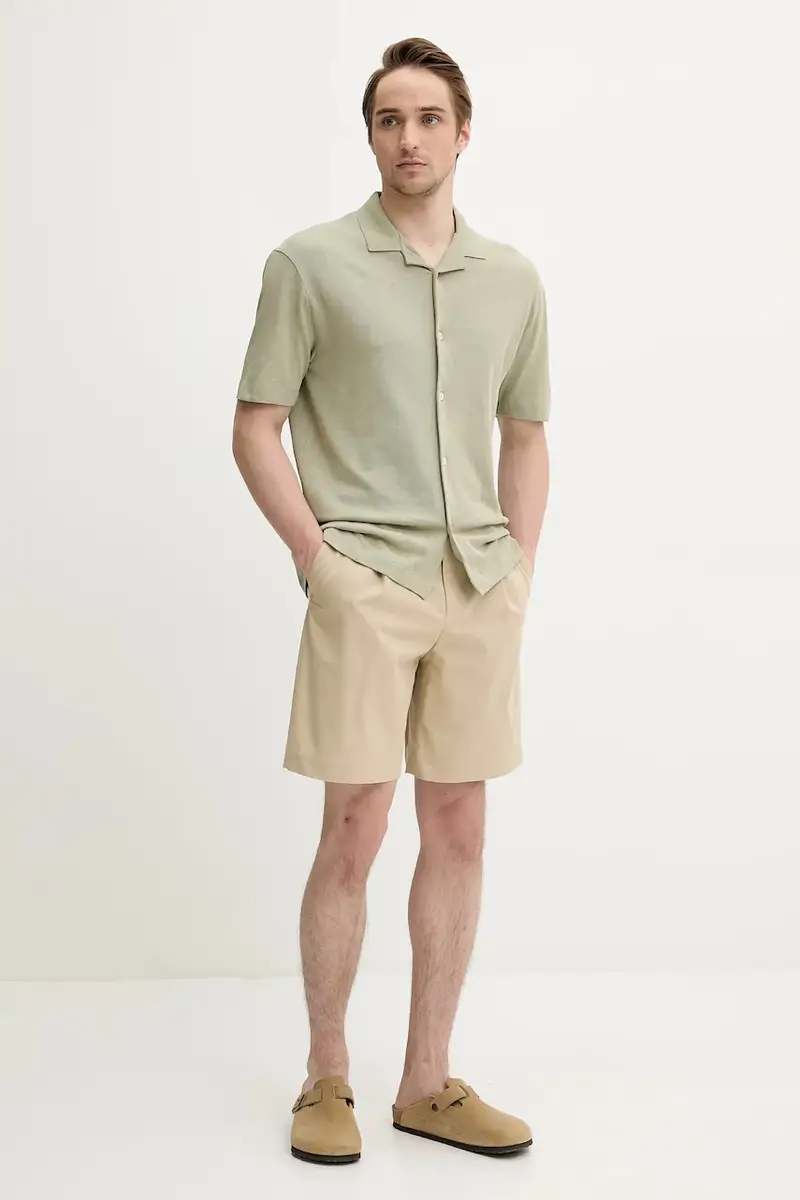 camicia in lino misto uomo colore verde 523209153068 miniatura 2