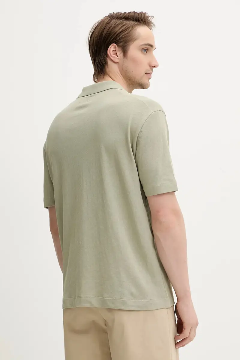 camicia in lino misto uomo colore verde 523209153068 miniatura 3