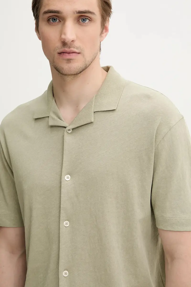 camicia in lino misto uomo colore verde 523209153068 miniatura 4