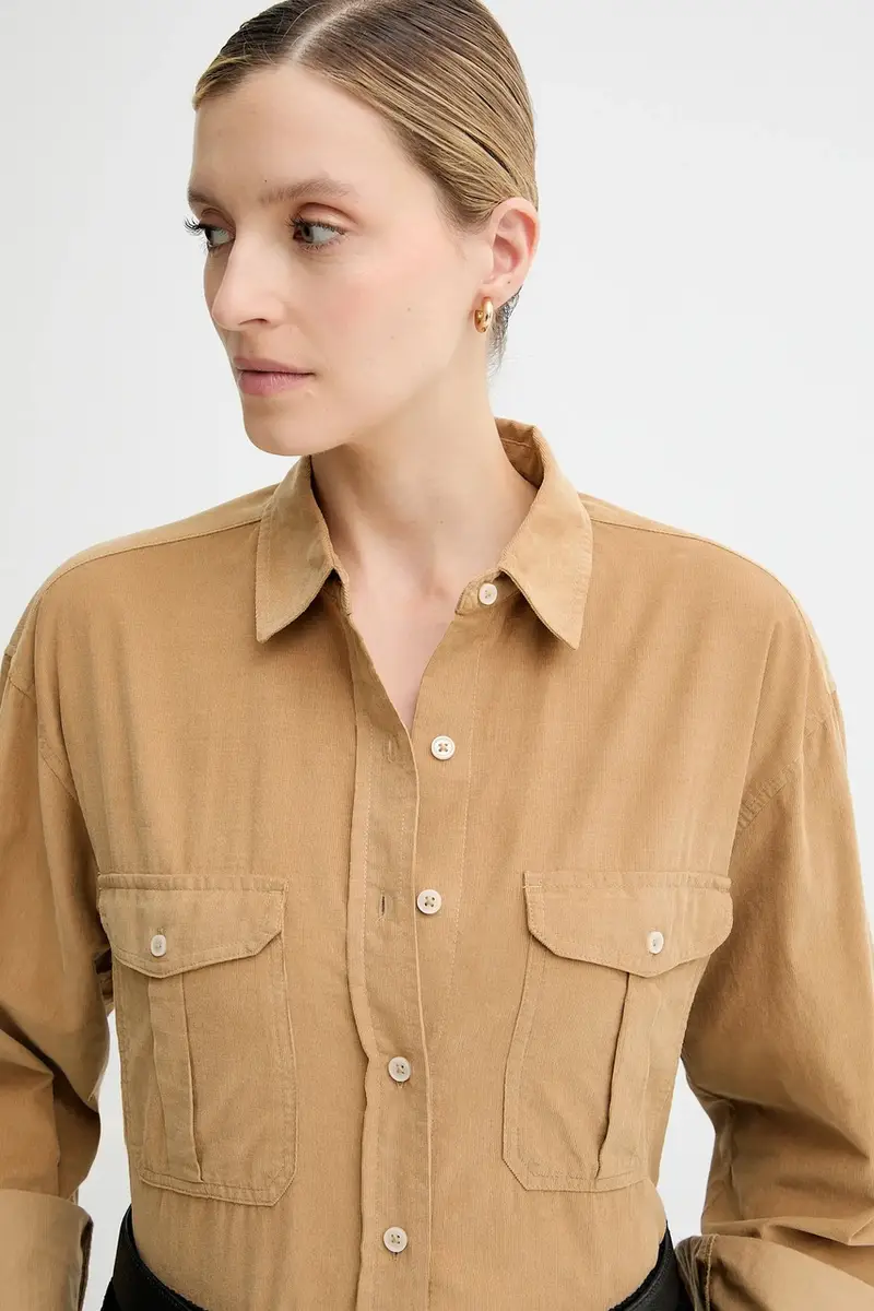 camicia in velluto a coste donna colore beige 508088242173 miniatura 4