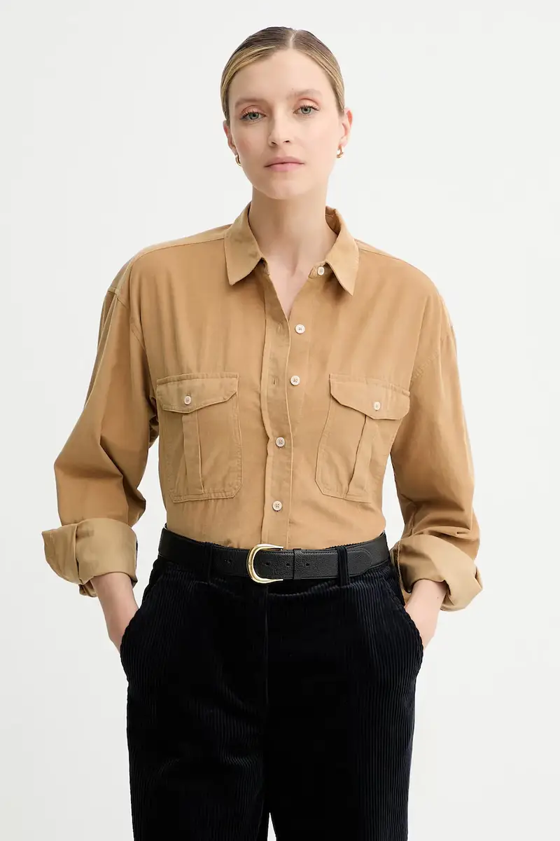 camicia in velluto a coste donna colore beige 508088242173