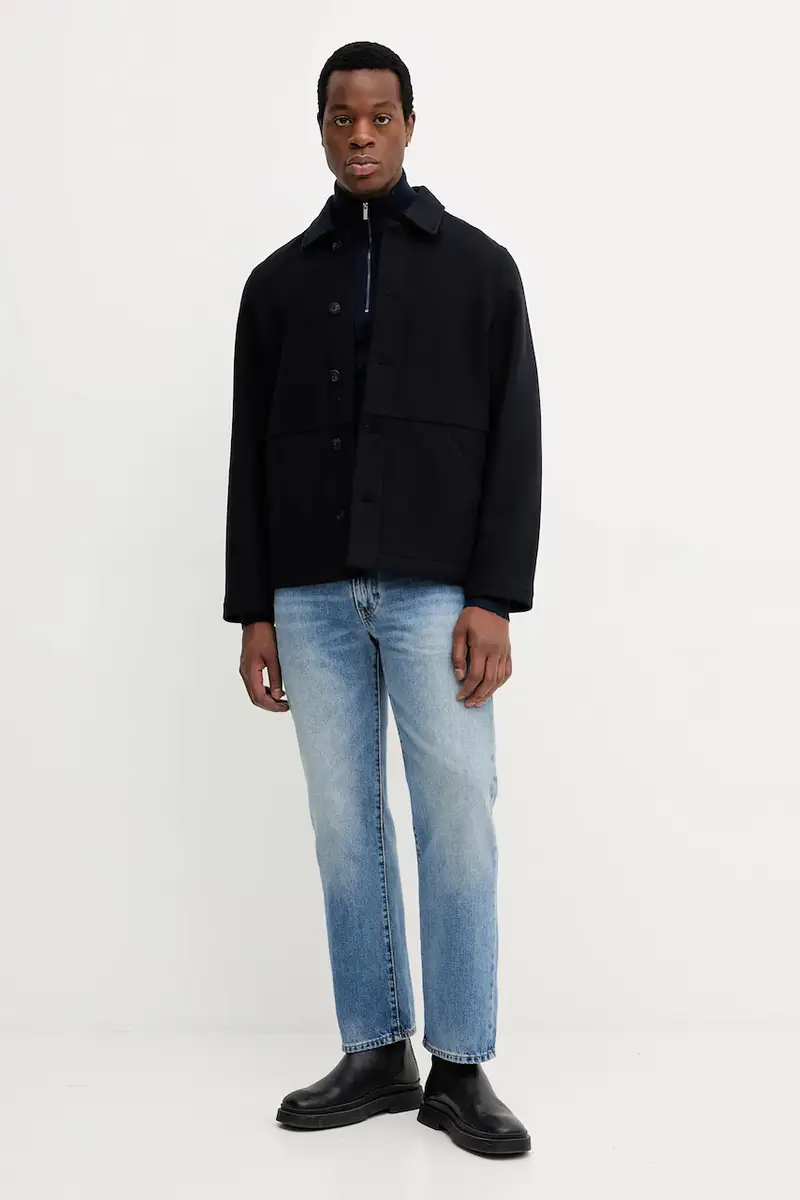 cappotto con lana colore blu navy 5000006852 miniatura 2