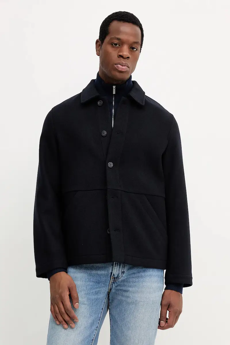 cappotto con lana colore blu navy 5000006852