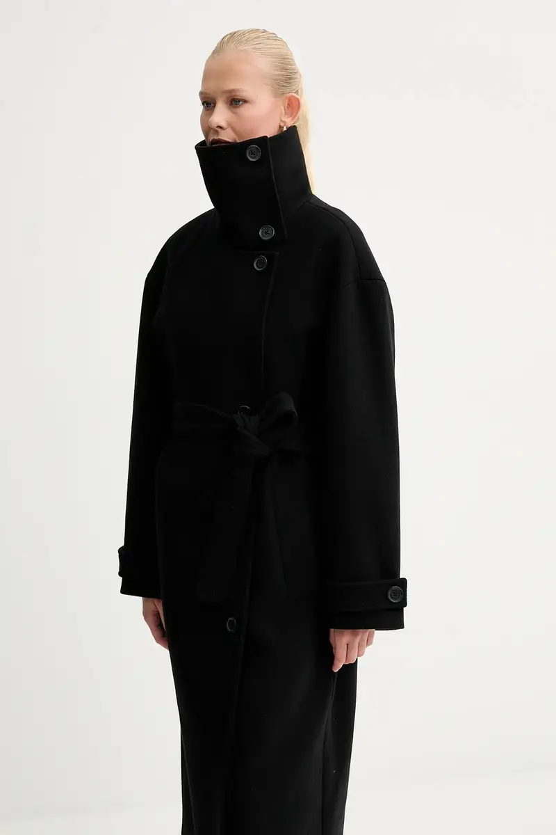 cappotto con lana colore nero 5000007651 miniatura 4