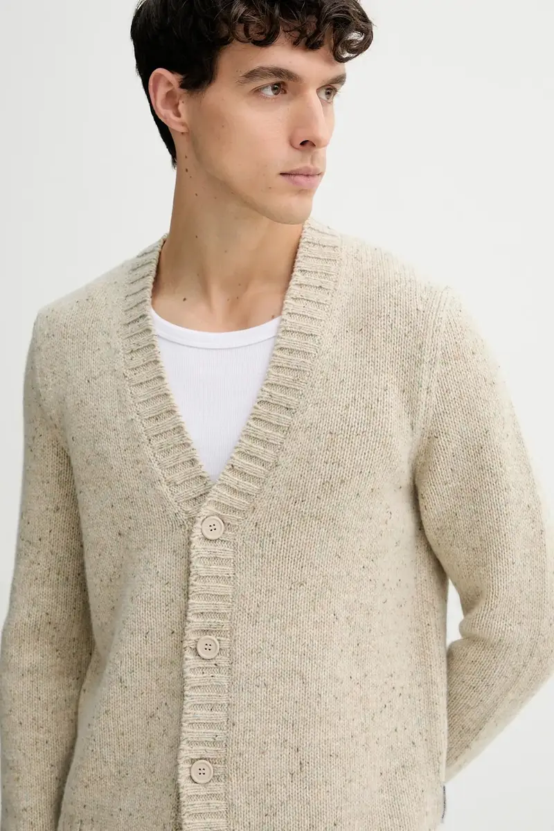 cardigan con lana colore beige 5000007627 miniatura 4