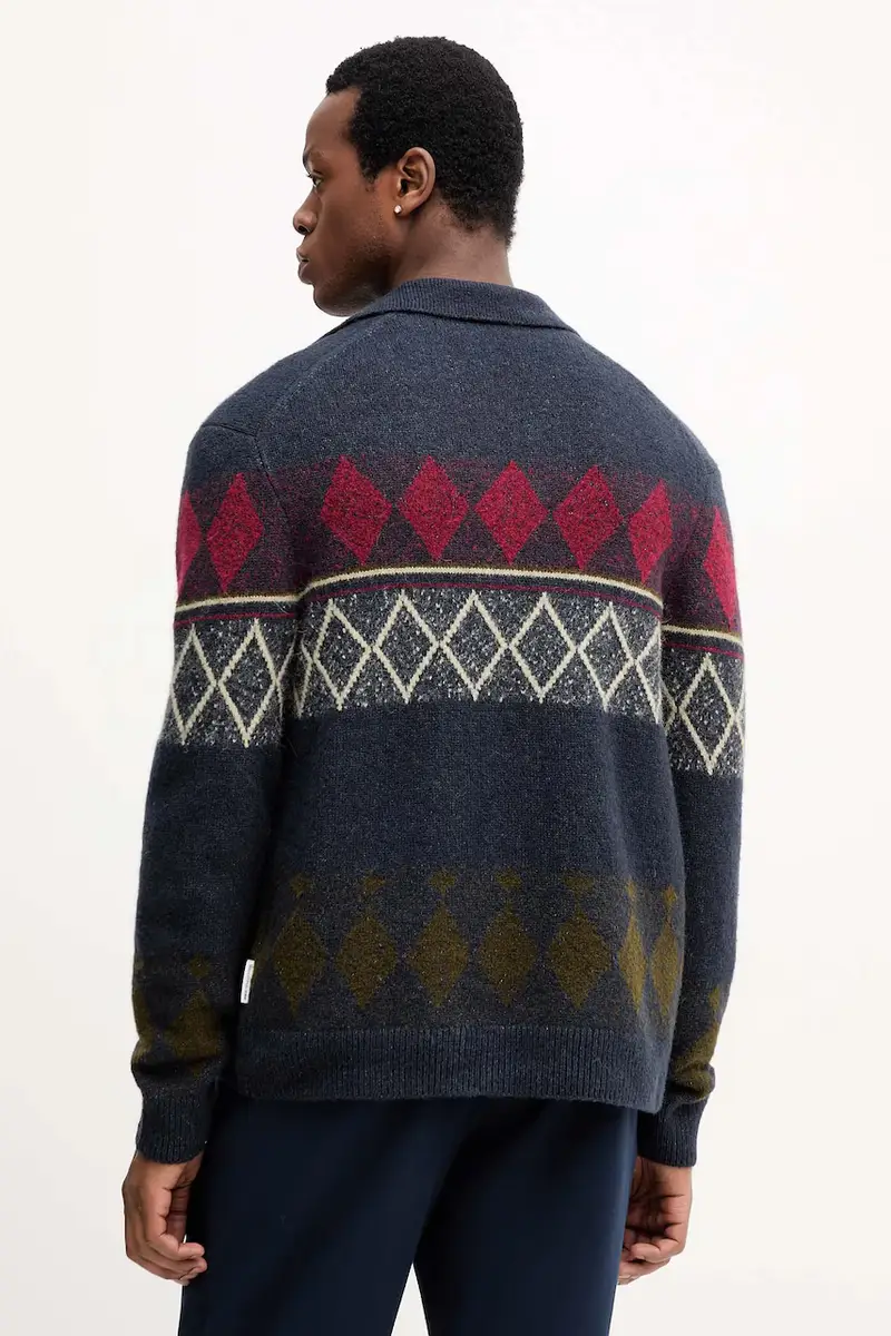 cardigan con lana colore blu navy 5000007330 miniatura 3