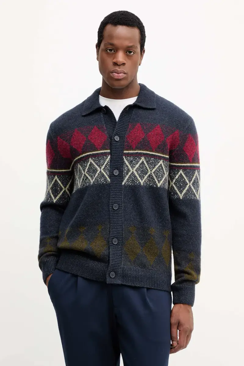 cardigan con lana colore blu navy 5000007330