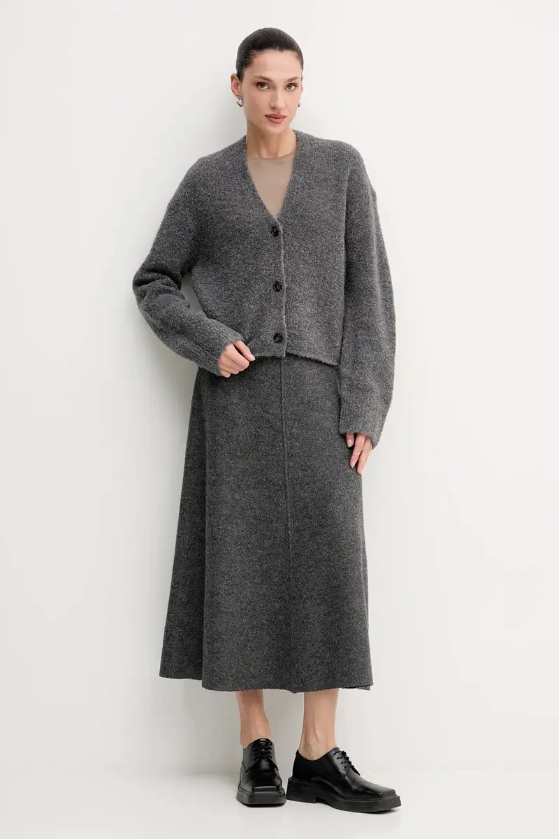 cardigan con lana colore grigio 510610961157 miniatura 2