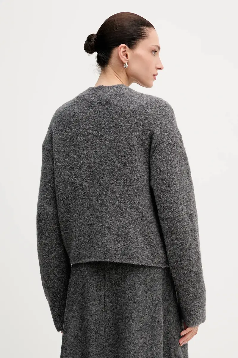 cardigan con lana colore grigio 510610961157 miniatura 3