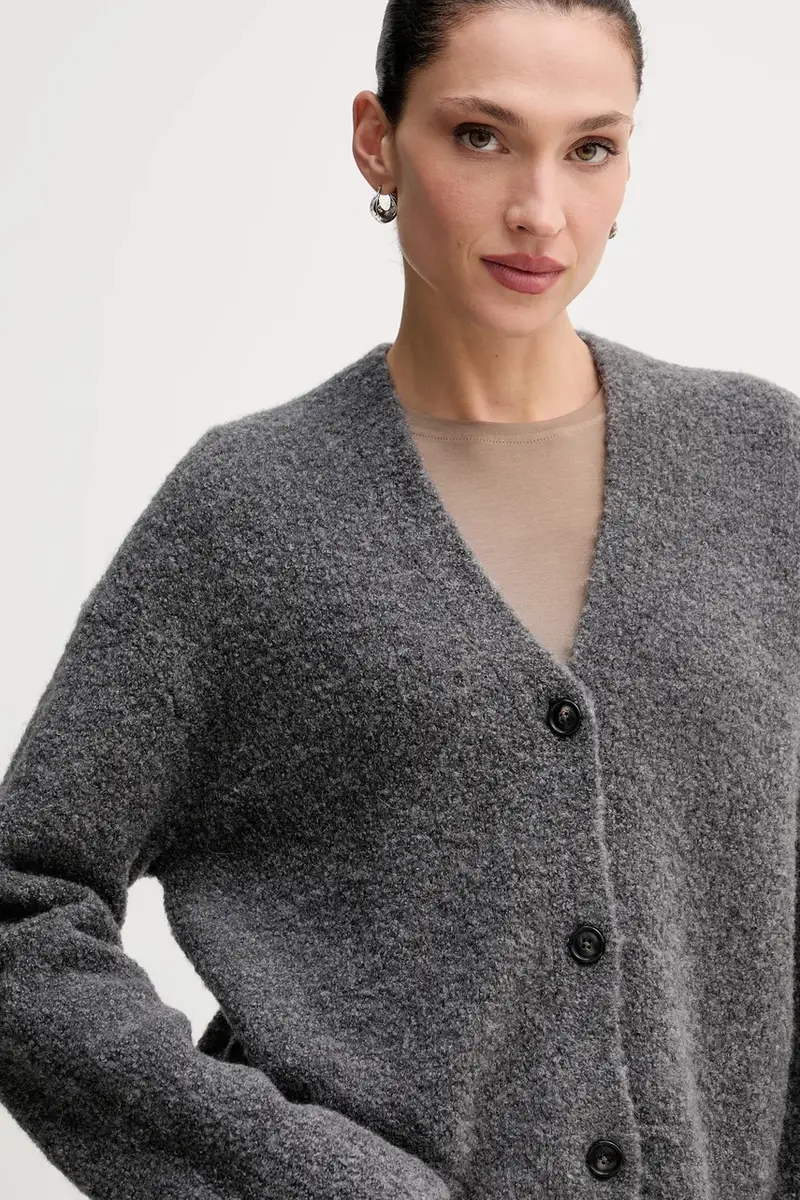 cardigan con lana colore grigio 510610961157 miniatura 4