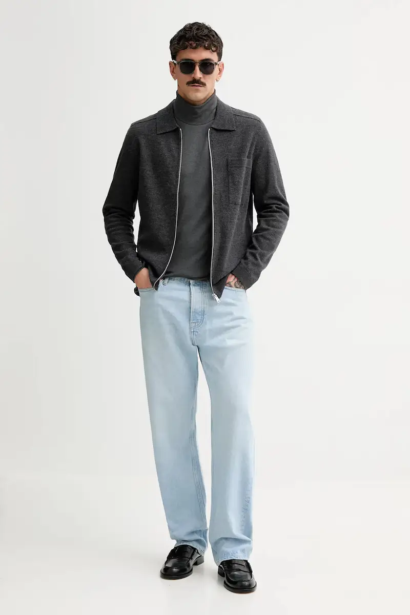 cardigan con lana colore grigio 530515361154 miniatura 2