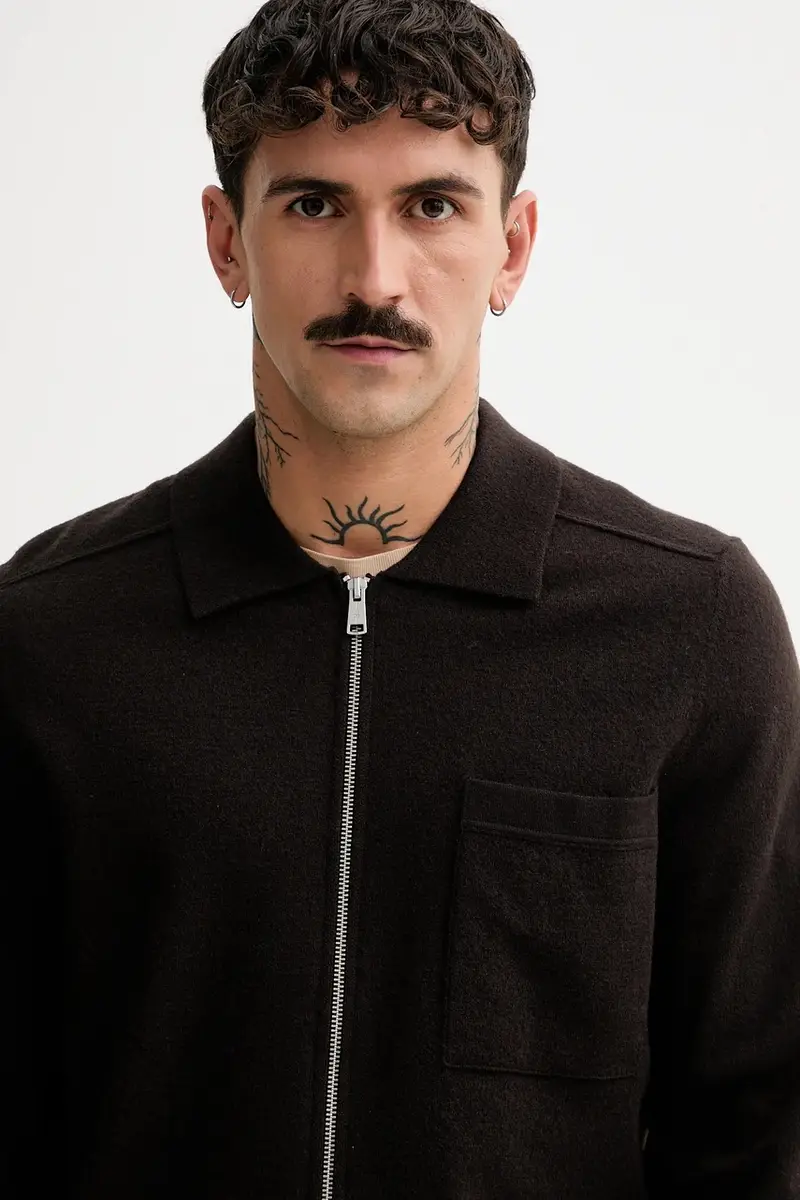 cardigan con lana colore marrone 530515361154 miniatura 4