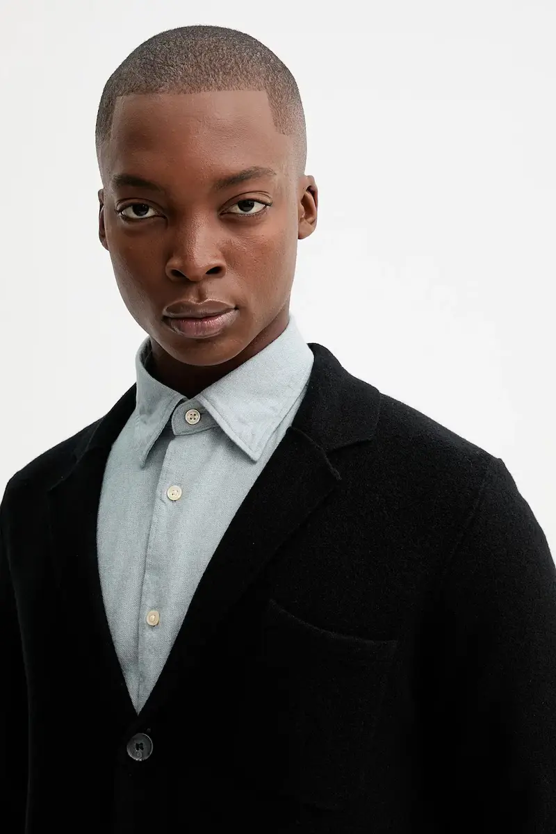 cardigan con lana colore nero 530515361230 miniatura 4