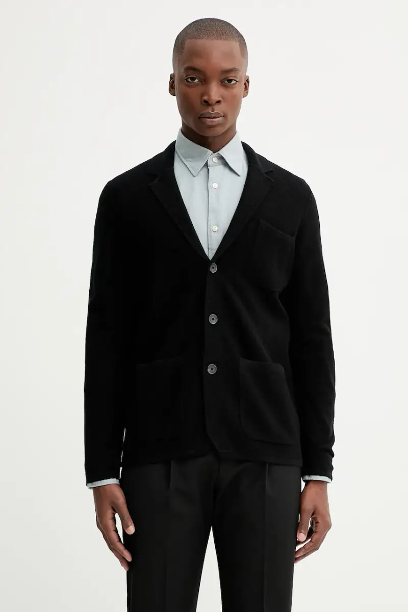 cardigan con lana colore nero 530515361230