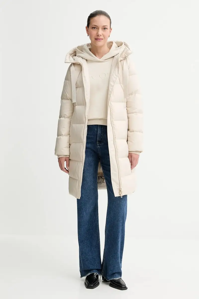 felpa in cotone donna colore beige con cappuccio con applicazione 508407354165 miniatura 2