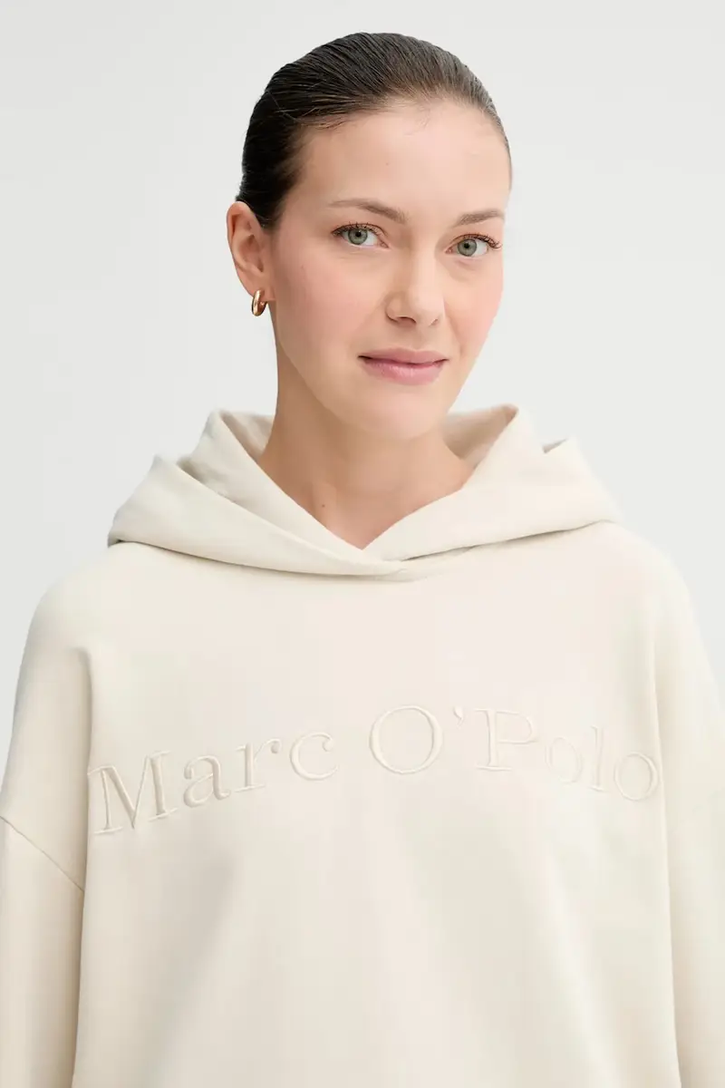 felpa in cotone donna colore beige con cappuccio con applicazione 508407354165 miniatura 4