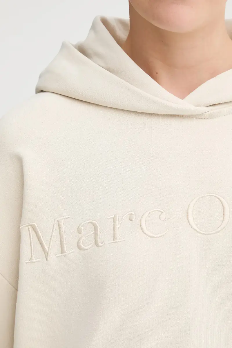 felpa in cotone donna colore beige con cappuccio con applicazione 508407354165 miniatura 5