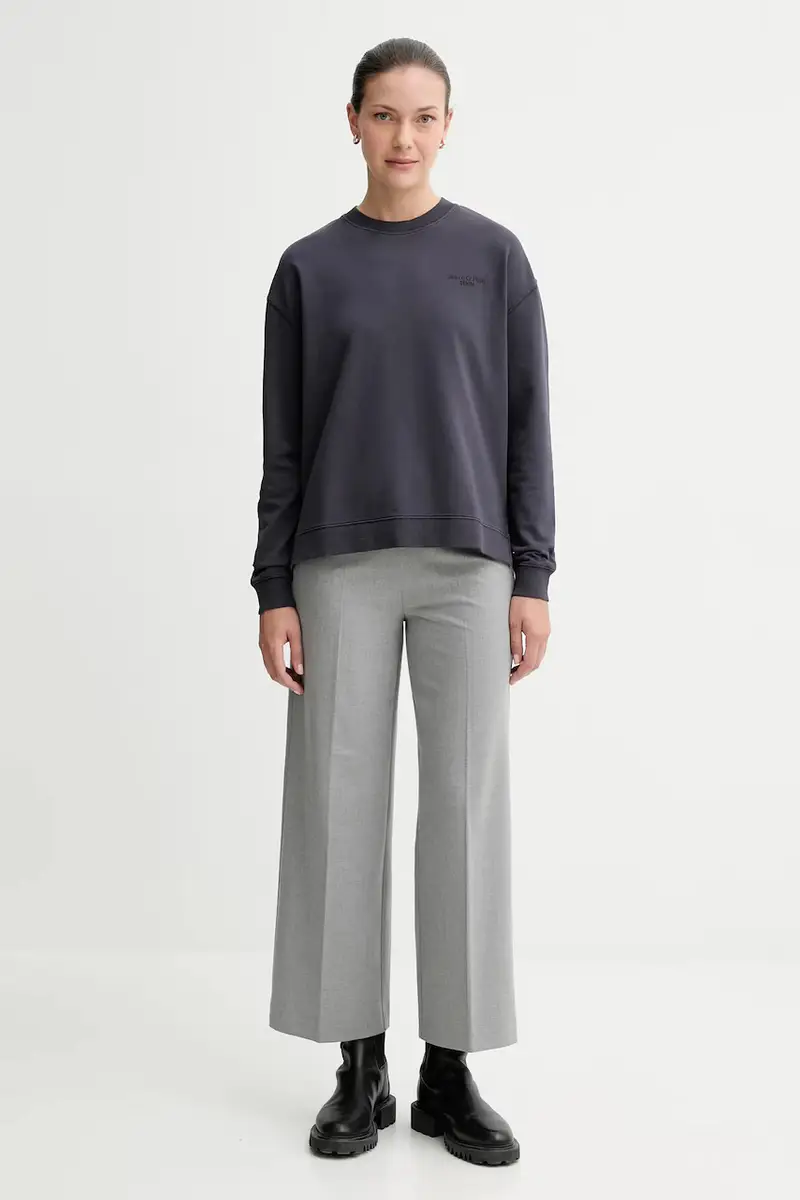 felpa in cotone donna colore blu navy 5000007724 miniatura 2