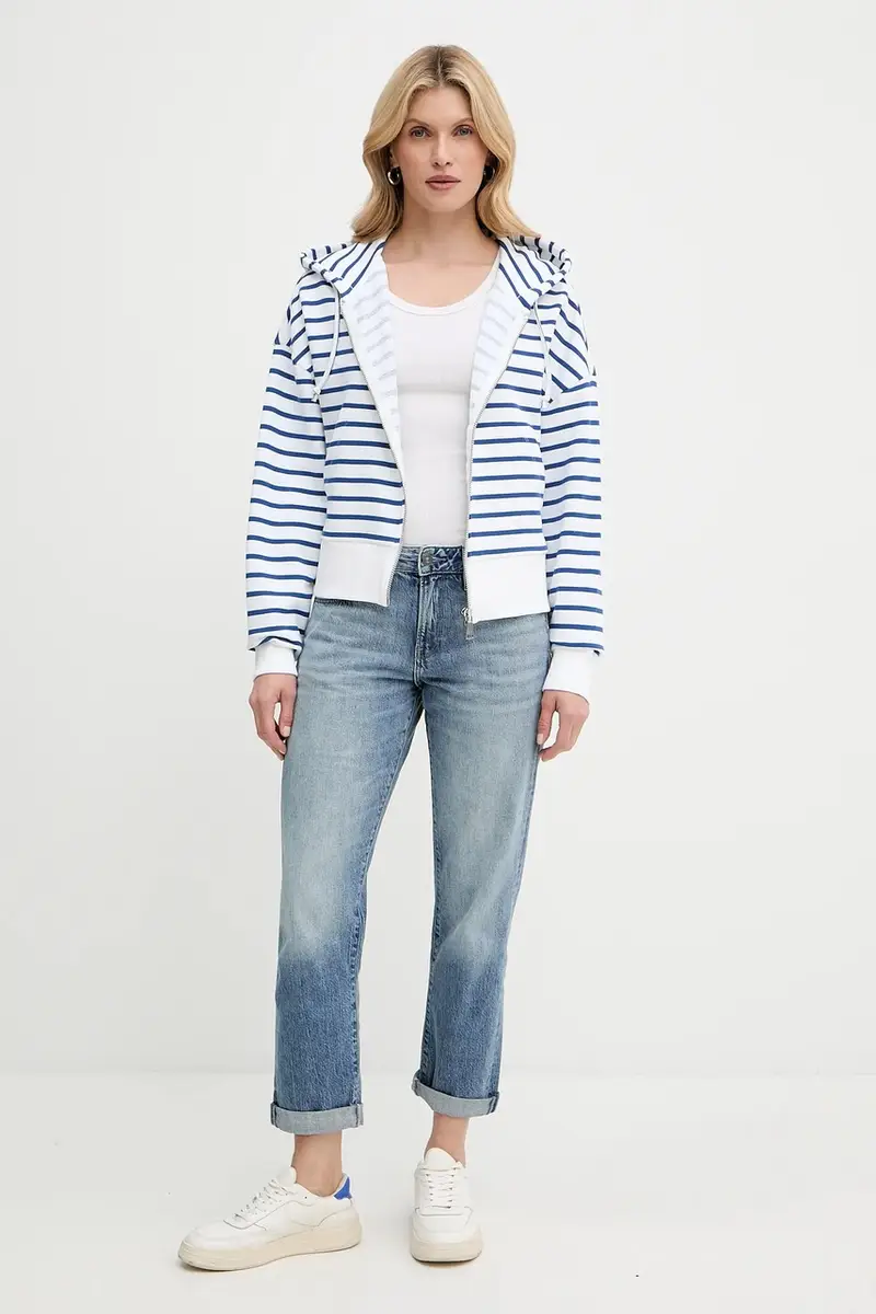 felpa in cotone donna colore blu navy con cappuccio 5000006577 miniatura 2