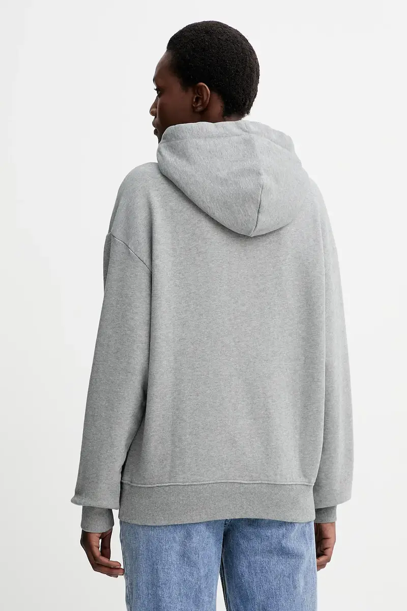 felpa in cotone donna colore grigio con cappuccio 508403054089 miniatura 3