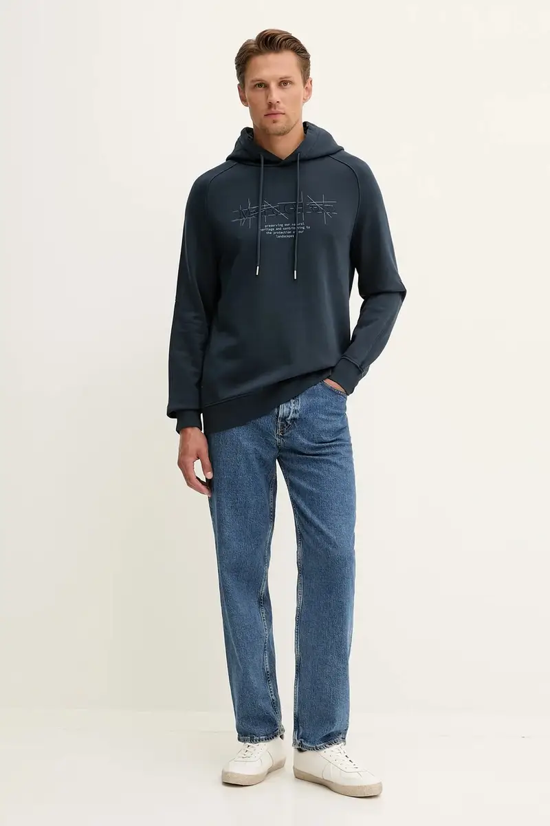 felpa in cotone uomo colore blu navy con cappuccio 528401054078 miniatura 2