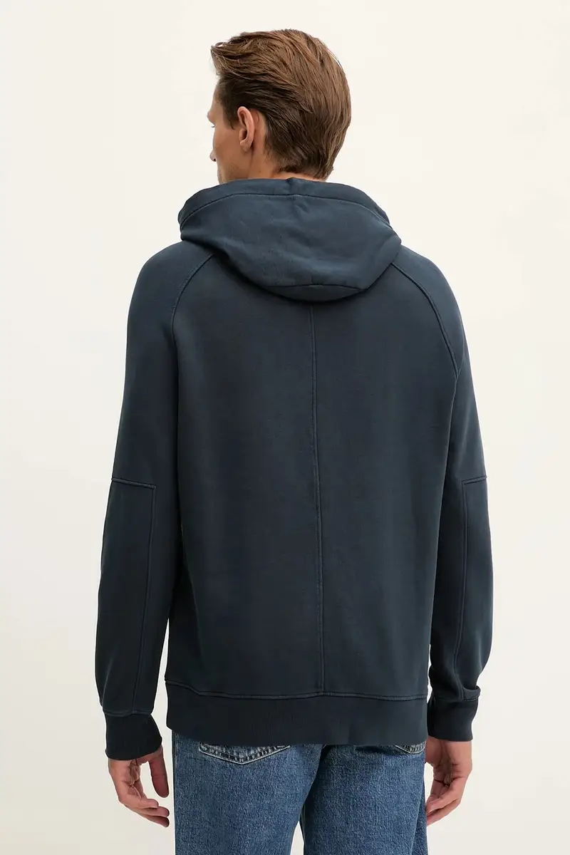 felpa in cotone uomo colore blu navy con cappuccio 528401054078 miniatura 3