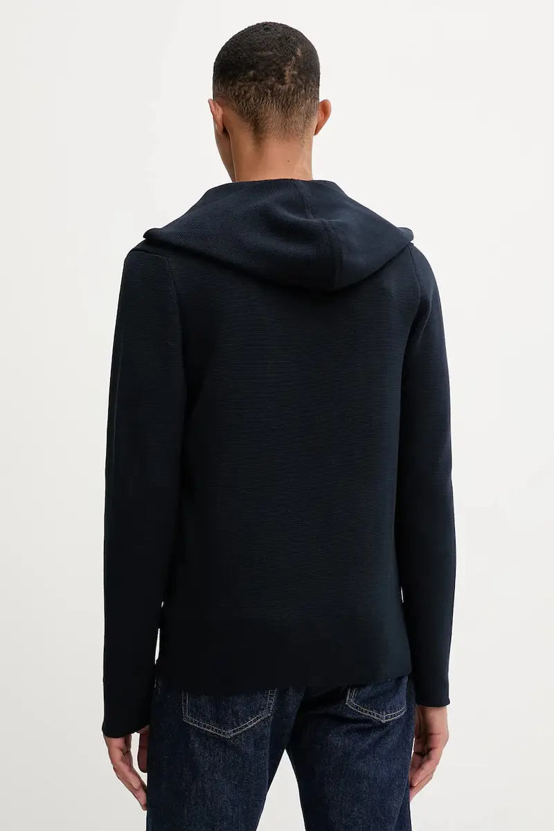 felpa in cotone uomo colore blu navy con cappuccio 528501661206 miniatura 3