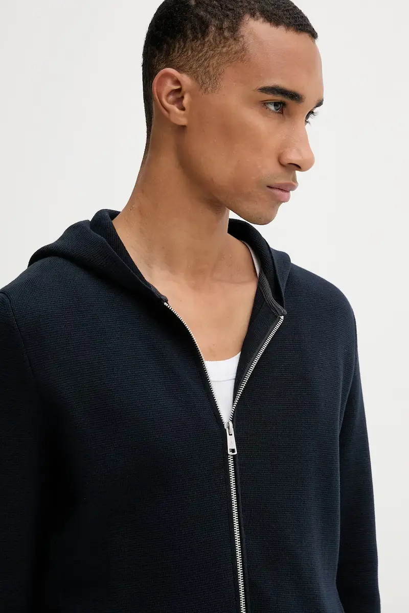 felpa in cotone uomo colore blu navy con cappuccio 528501661206 miniatura 4