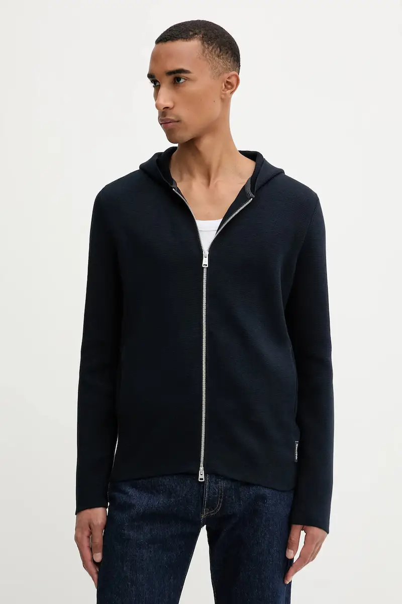 felpa in cotone uomo colore blu navy con cappuccio 528501661206