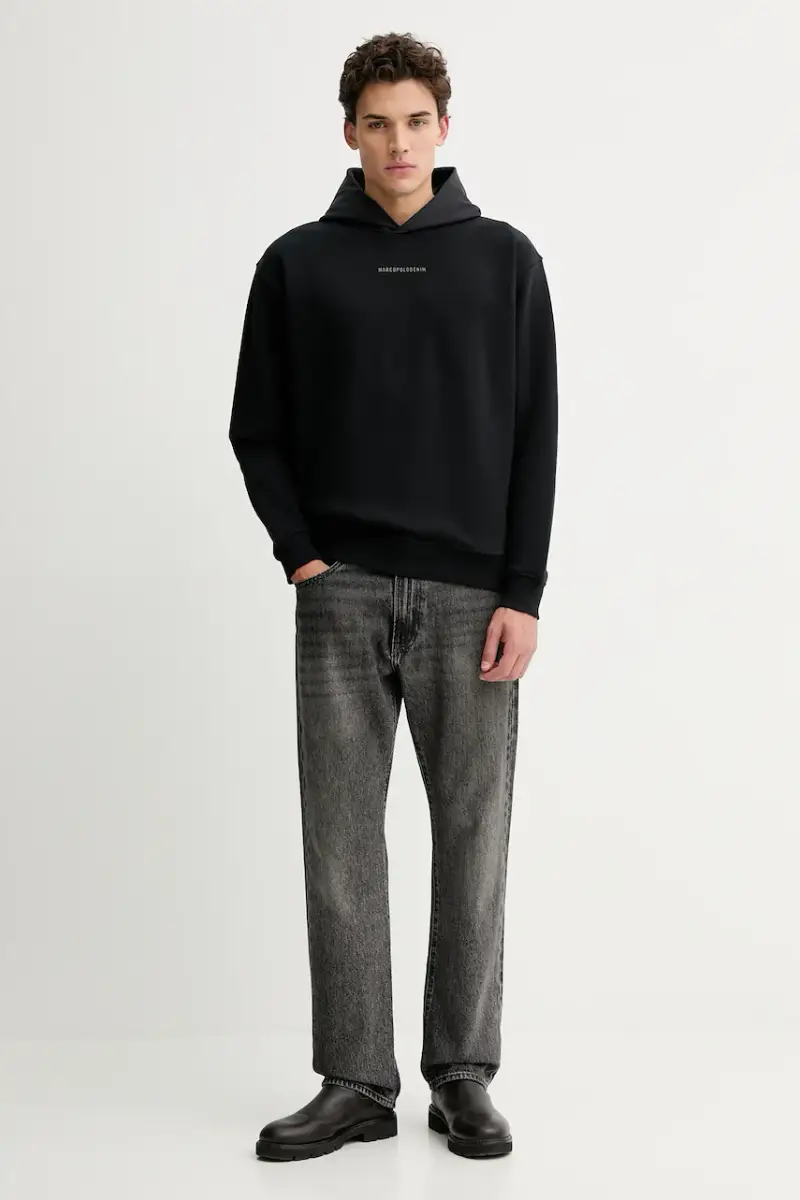 felpa in cotone uomo colore nero con cappuccio 5000007702 miniatura 2