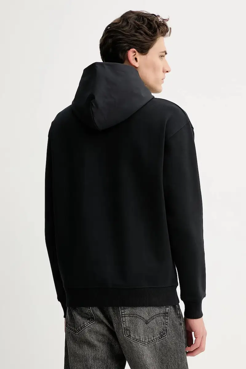 felpa in cotone uomo colore nero con cappuccio 5000007702 miniatura 3