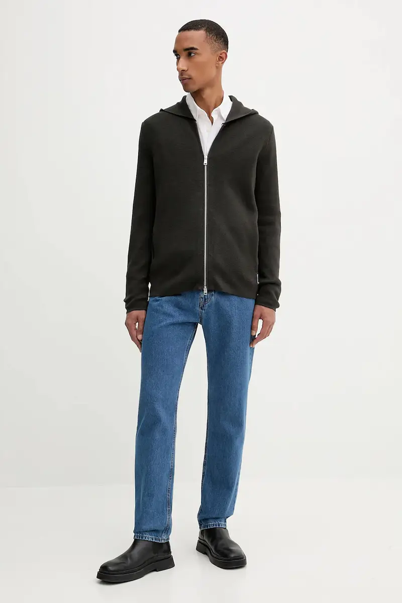 felpa in cotone uomo colore verde con cappuccio 528501661206 miniatura 2