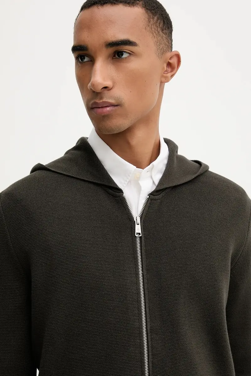 felpa in cotone uomo colore verde con cappuccio 528501661206 miniatura 4