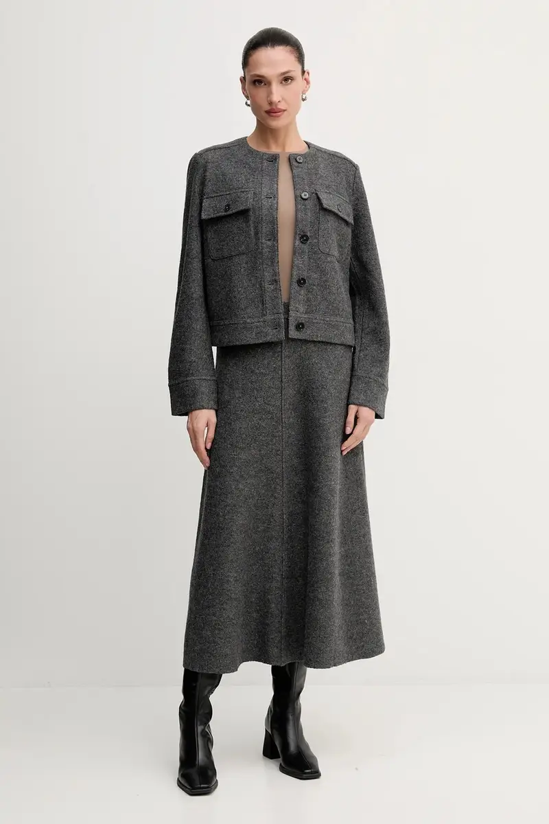 giacca con lana Grigio miniatura 2