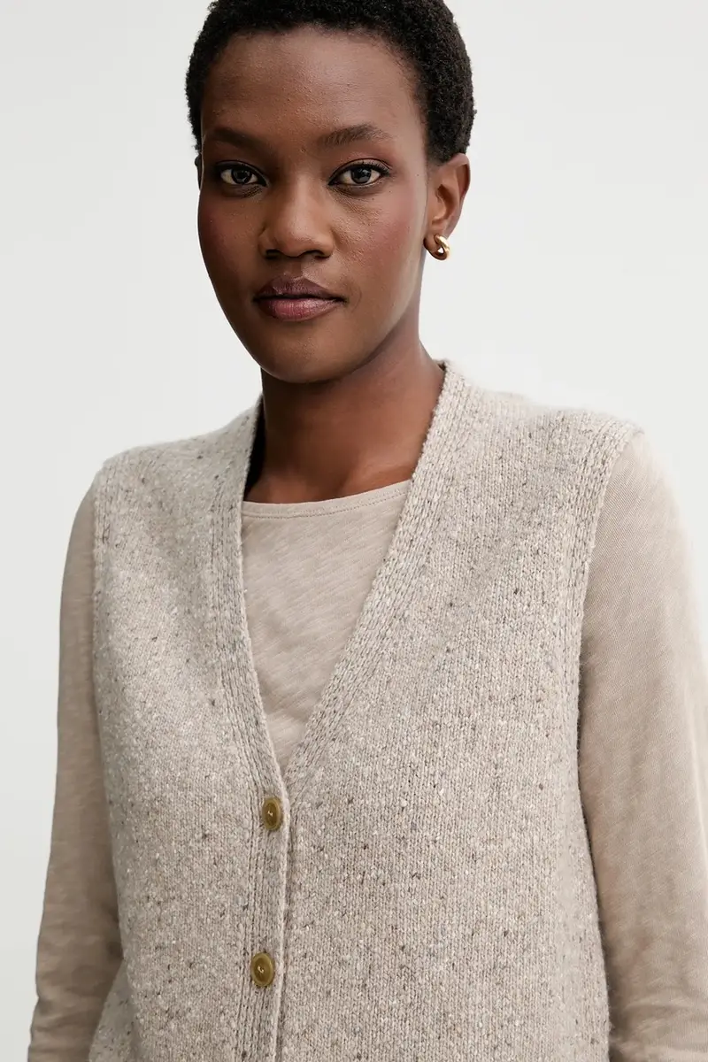 gilet con lana colore beige 510608465021 miniatura 4