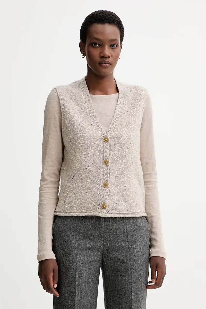 gilet con lana colore beige 510608465021