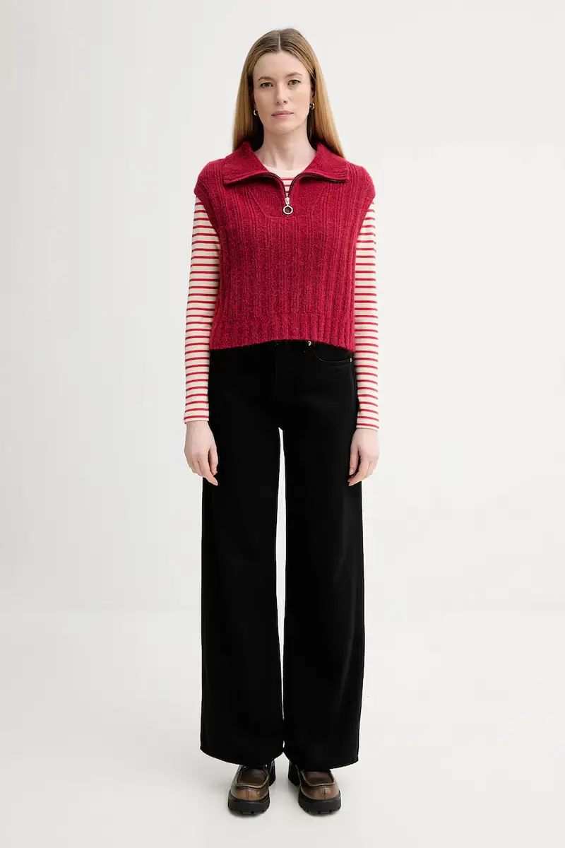 gilet con lana colore rosso 5000007565 miniatura 2