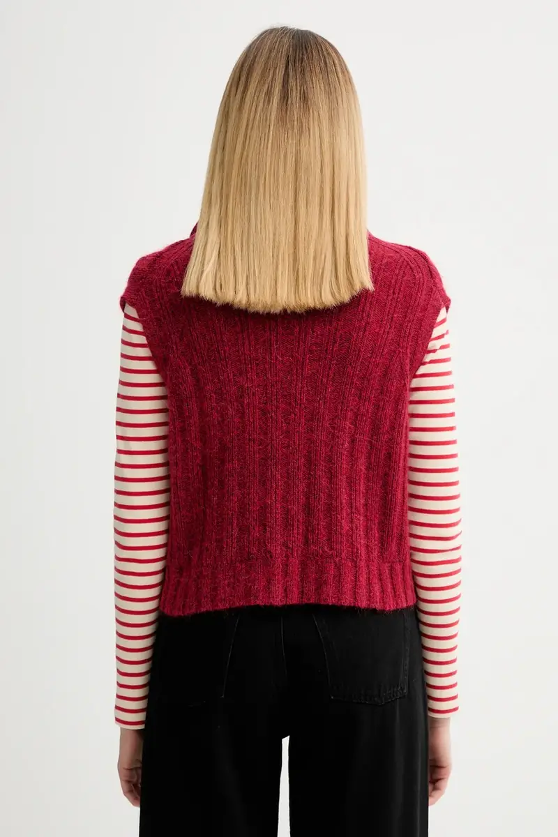 gilet con lana colore rosso 5000007565 miniatura 3