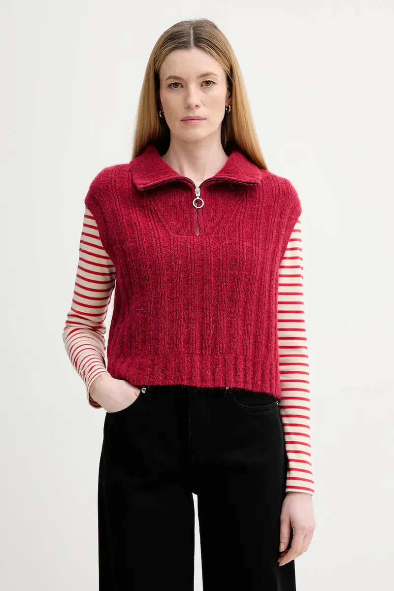 gilet con lana colore rosso 5000007565