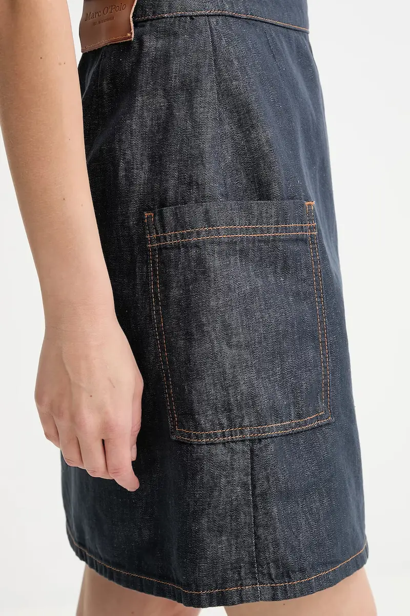 gonna con aggiunta di lino colore blu navy 506909624033 miniatura 3