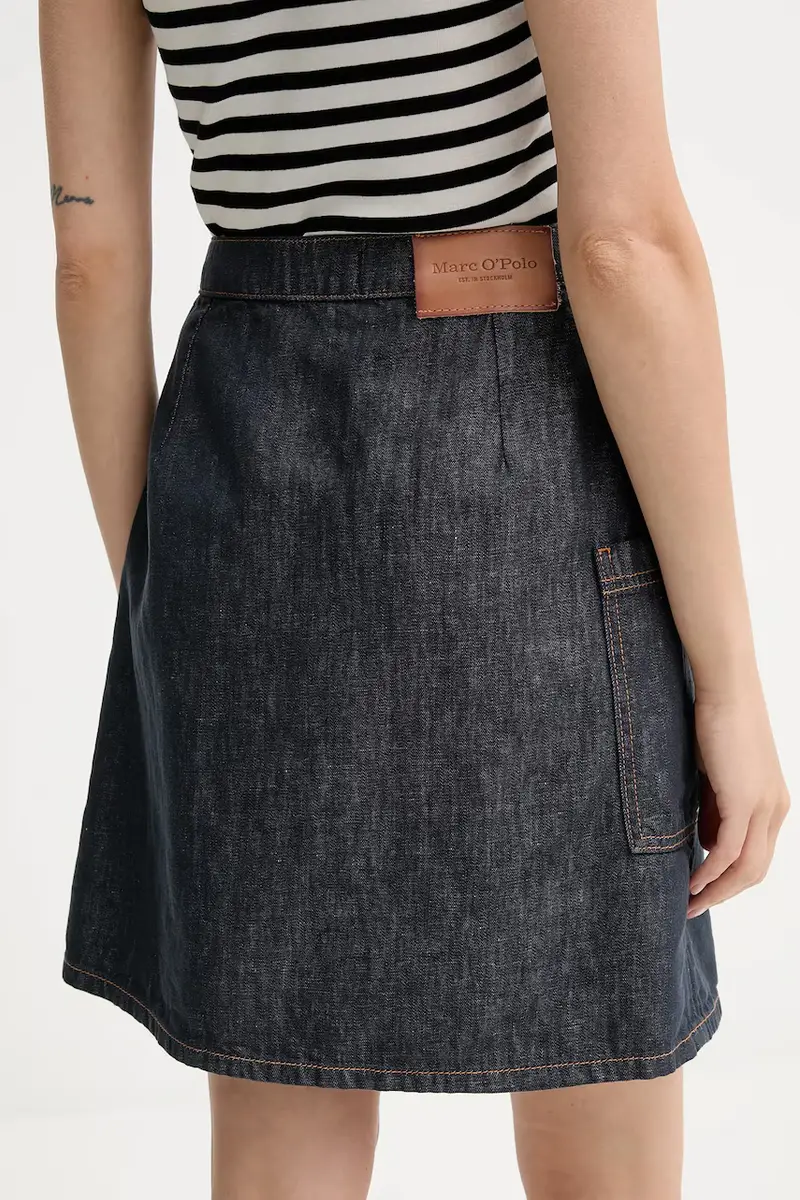 gonna con aggiunta di lino colore blu navy 506909624033 miniatura 4