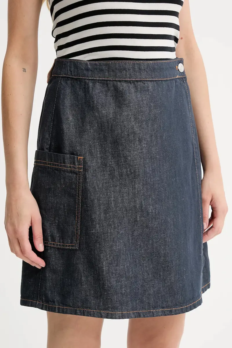 gonna con aggiunta di lino colore blu navy 506909624033