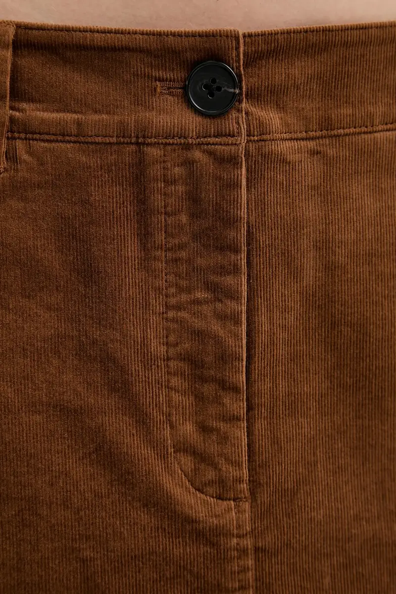 gonna in velluto a coste colore marrone M08103420087 miniatura 4