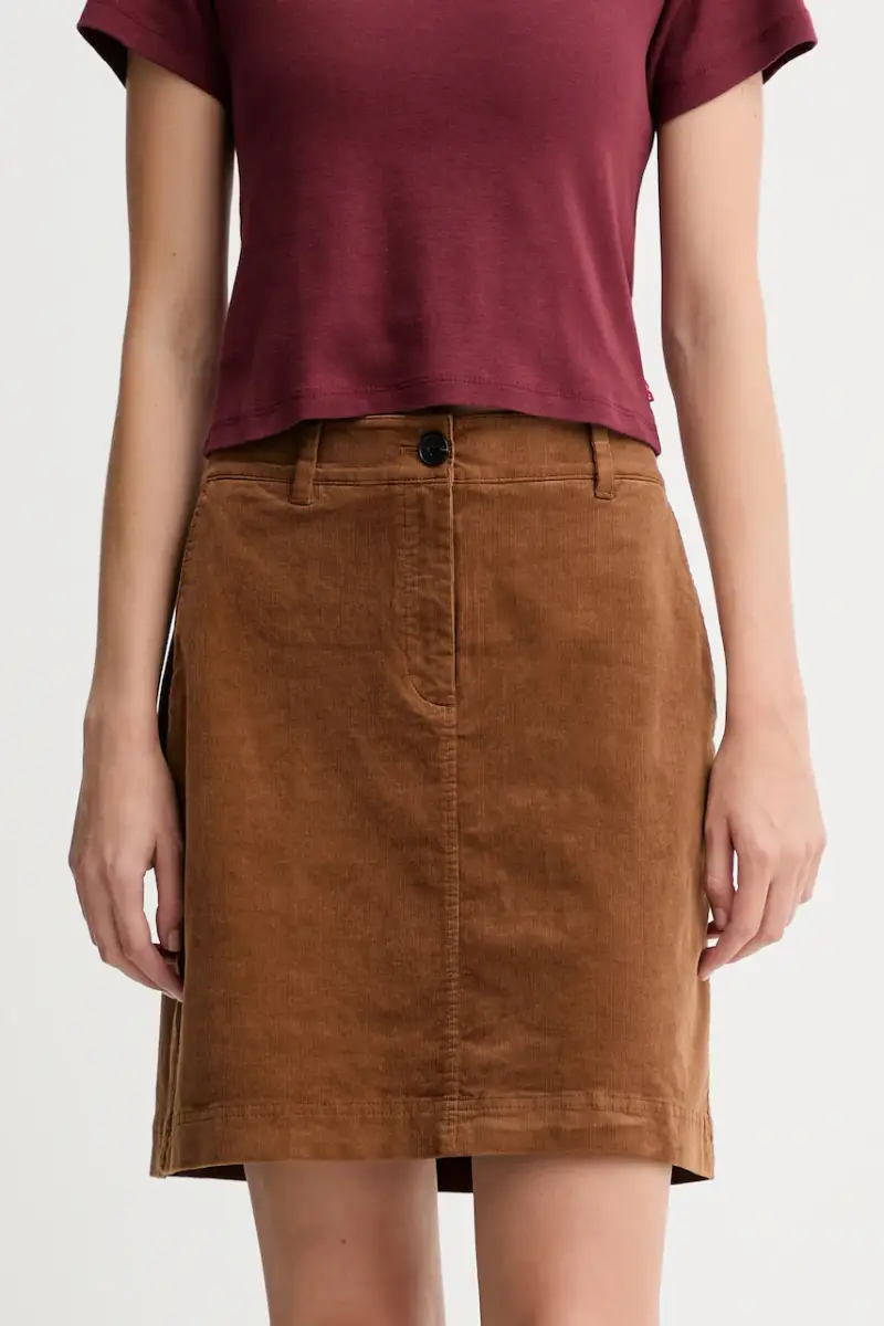 gonna in velluto a coste colore marrone M08103420087