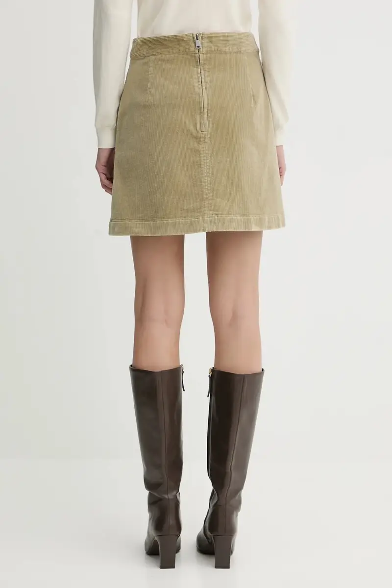 gonna in velluto a coste Verde miniatura 3