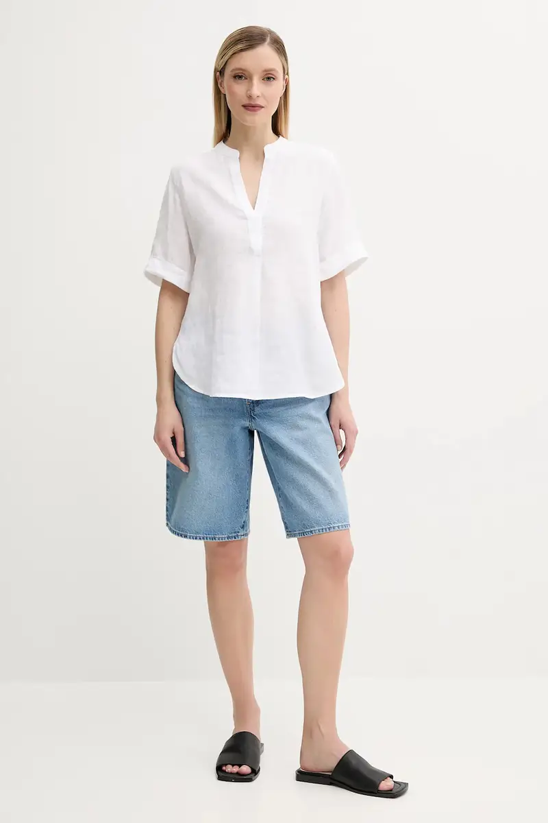 maglietta di lino donna colore bianco 516113541069 miniatura 2