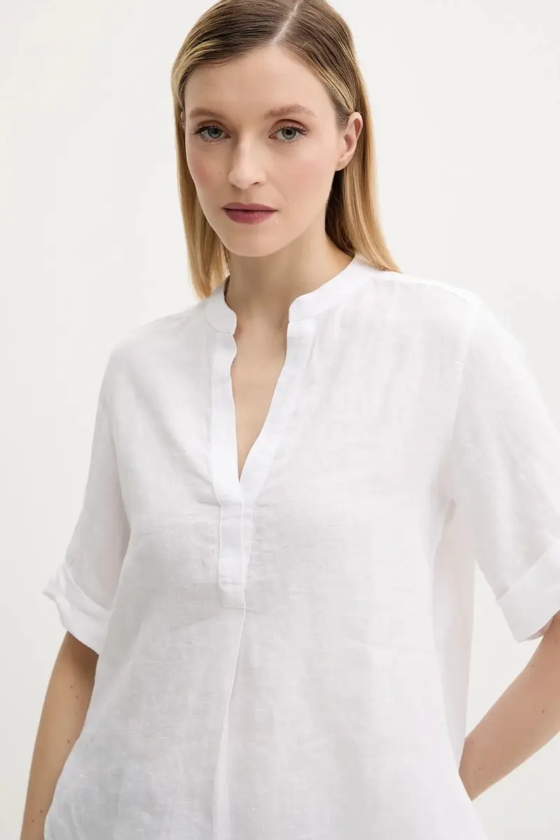 maglietta di lino donna colore bianco 516113541069 miniatura 4