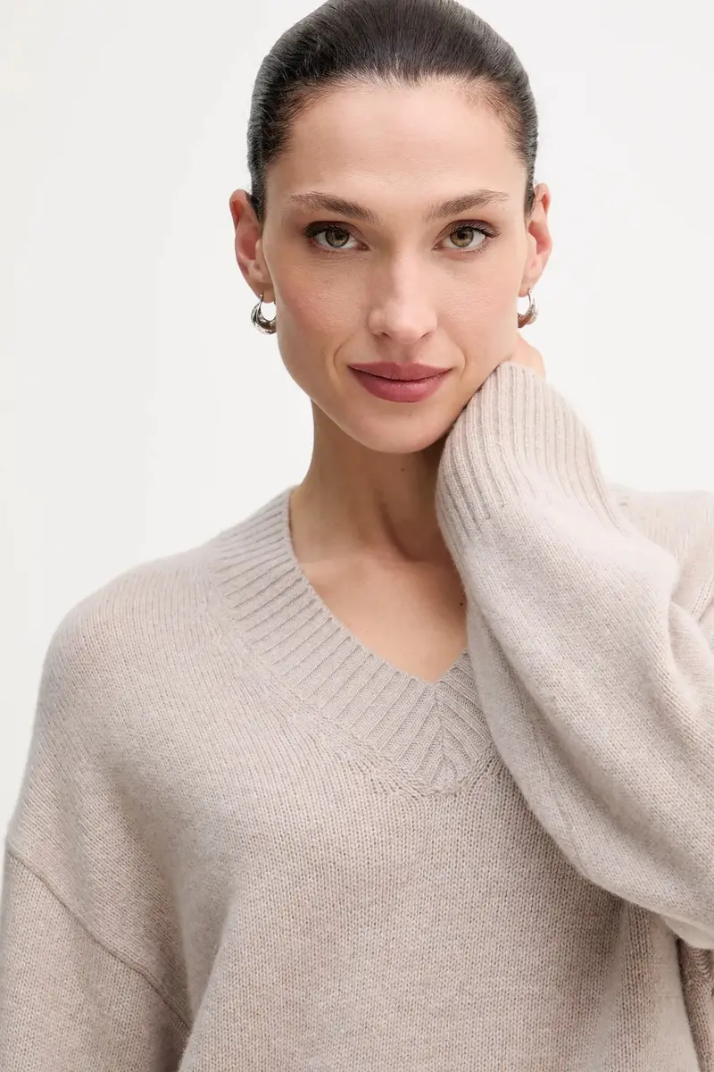 maglione con lana colore beige 510609060235 miniatura 4