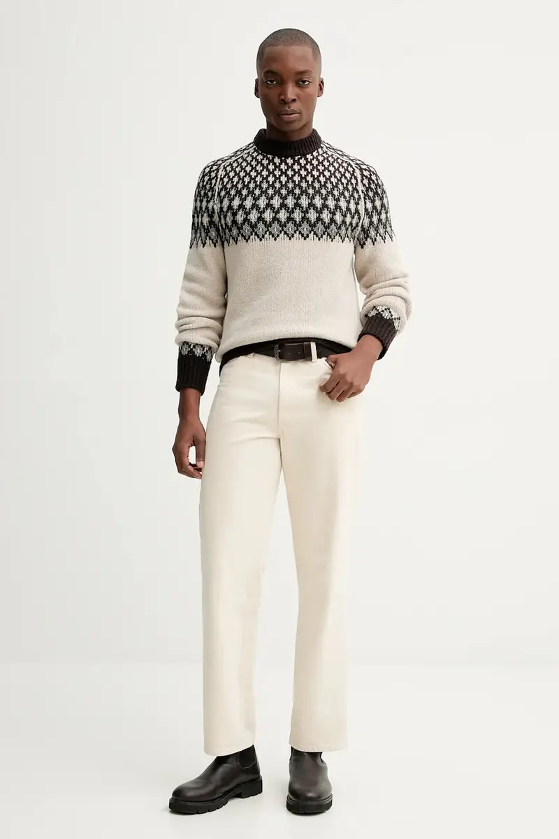 maglione con lana colore beige 530509860194 miniatura 2