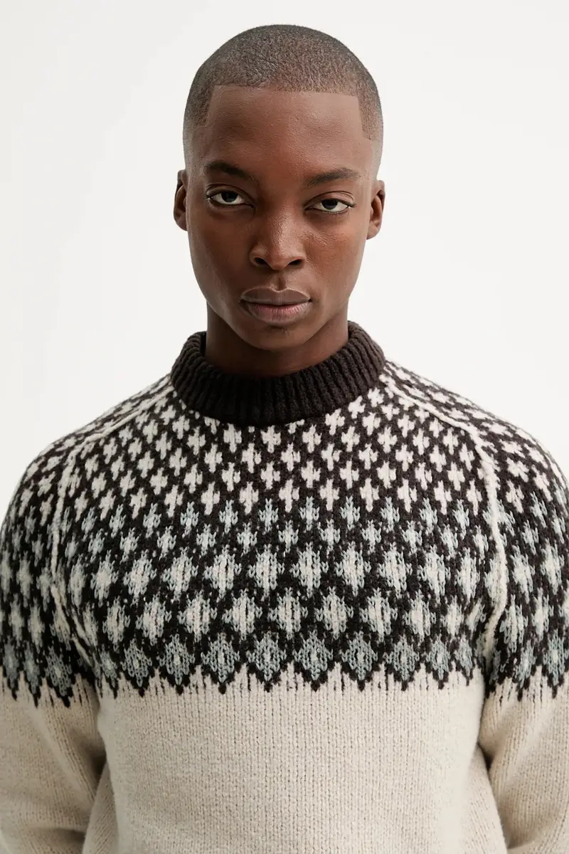 maglione con lana colore beige 530509860194 miniatura 4